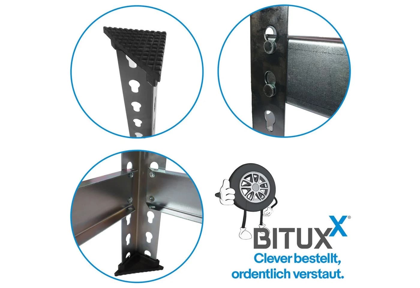 Bituxx Reifenregal Schwarz Stahl 150kg Tragkraft - Bild 4