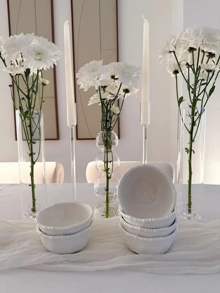 EmirtexHome Pearly Müslischale 6er Set Weiß Porzellan