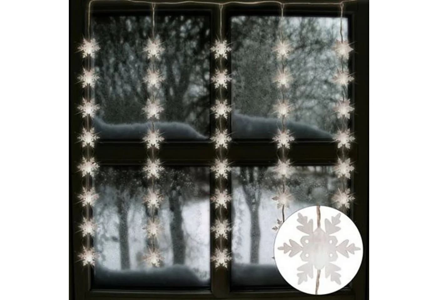 BURI Lichterkette LED Lichtervorhang Schneeflocken 75x85cm - Bild 2
