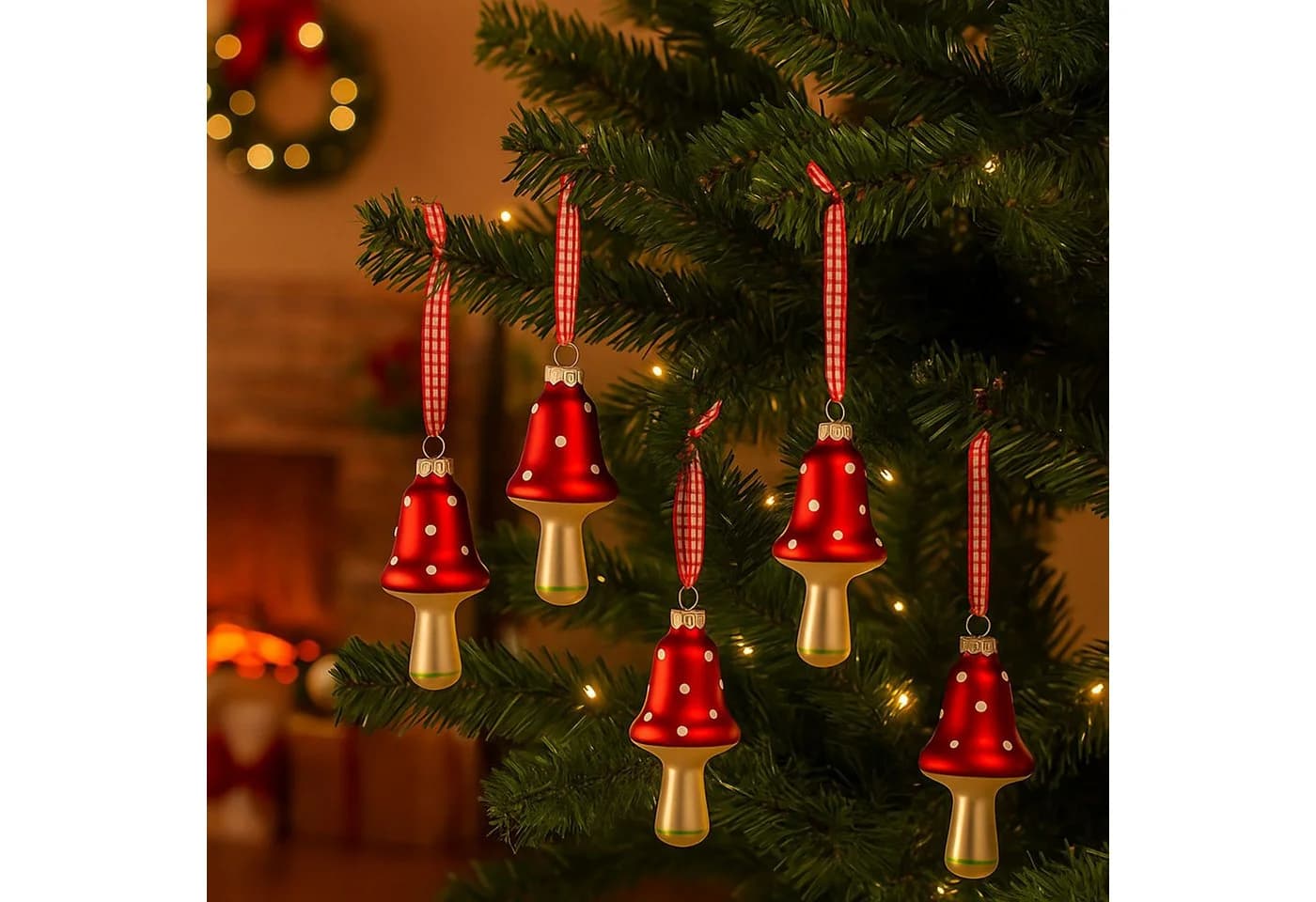 BURI Weihnachtsbaumkugel Fliegenpilz 4er-Set Glas - Bild 3