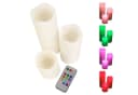 BURI LED-Wachskerzen 3er-Set Farbwechsler Fernbedienung Flackernd Bild 1