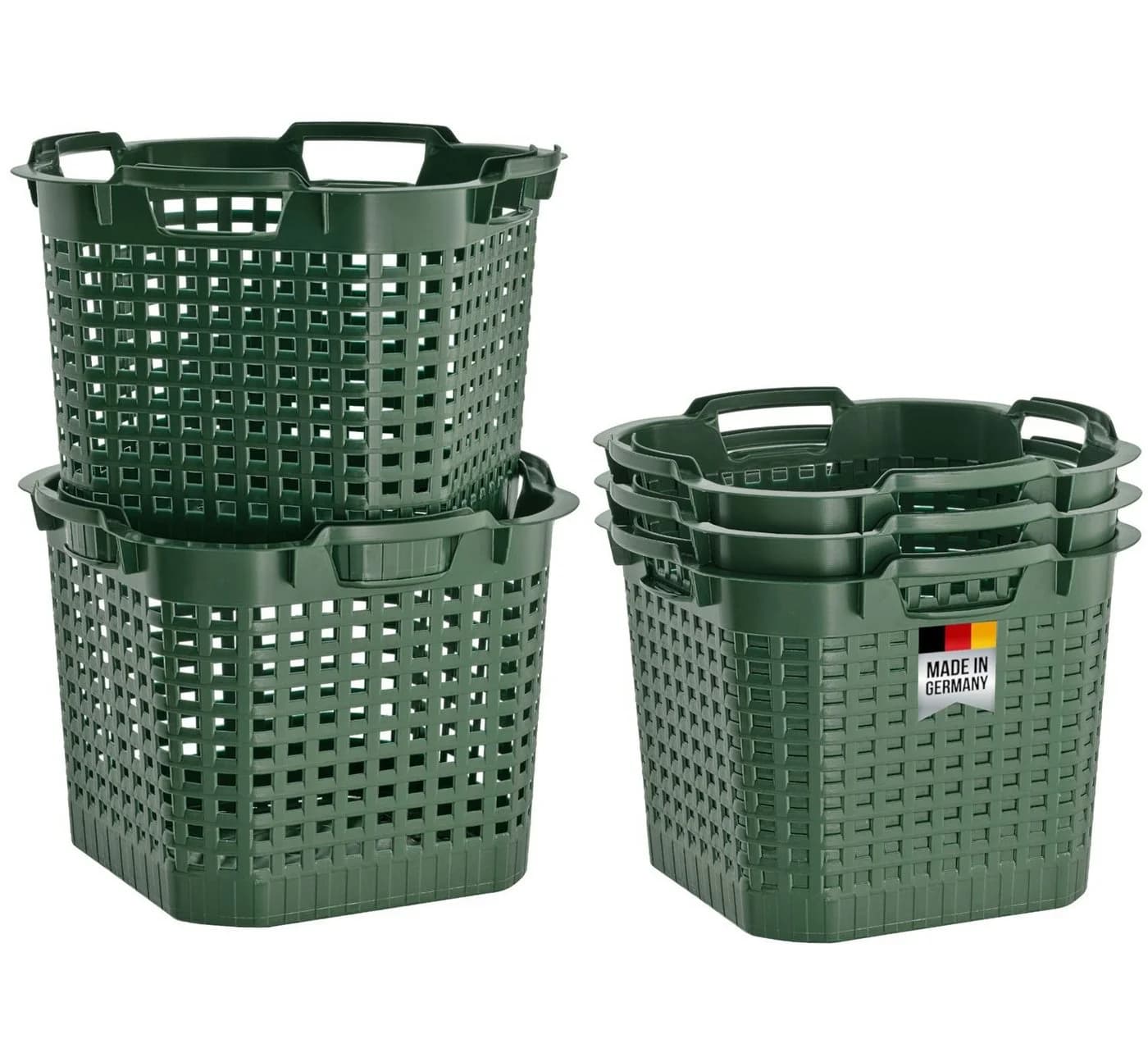BURI 5er Set Wäschekorb stapelbar 25L grün Kunststoff - Bild 2