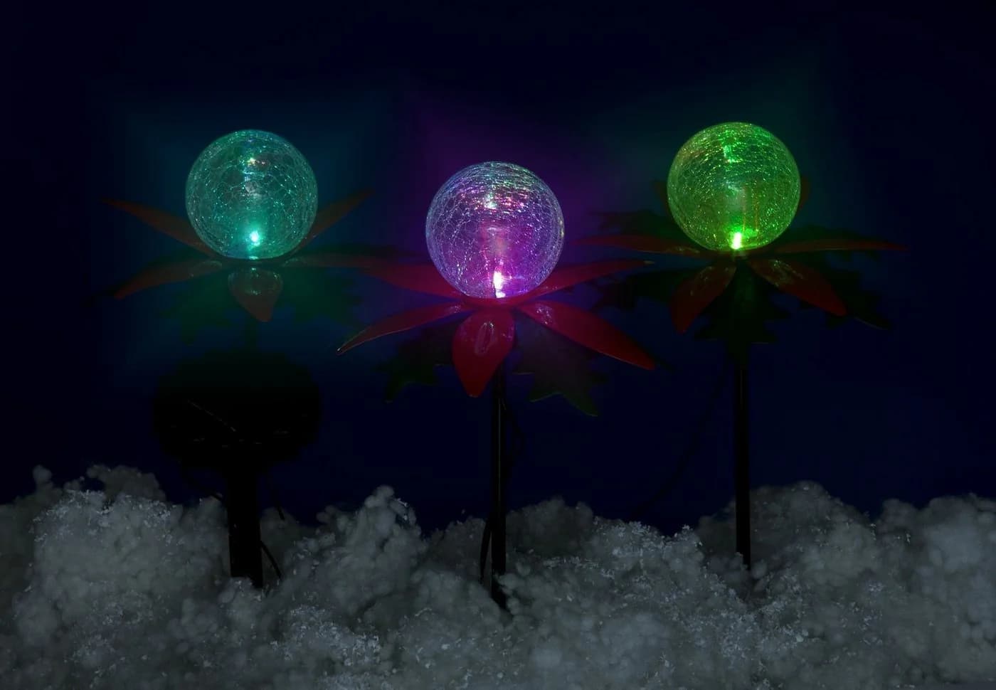 BURI LED Solar-Weihnachtsterne 2x3er mit Farbwechsel Weihnachtsdeko