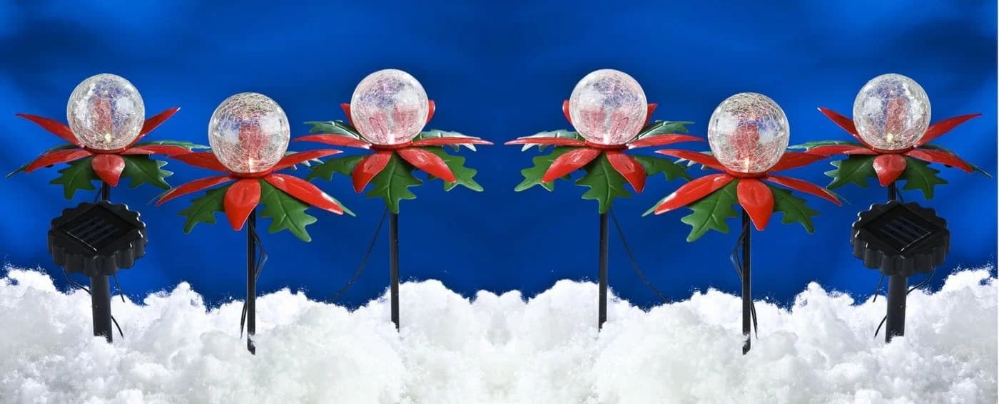 BURI LED Solar-Weihnachtsterne 2x3er mit Farbwechsel Weihnachtsdeko - Bild 2