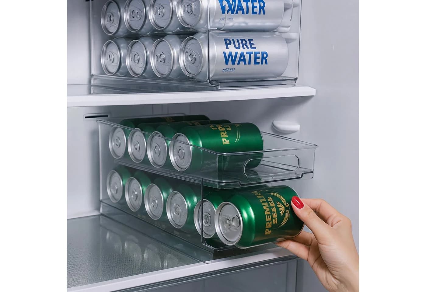 BURI Dosen Organizer 2er Set für Kühlschrank, Selbstrollend, Kunststoff