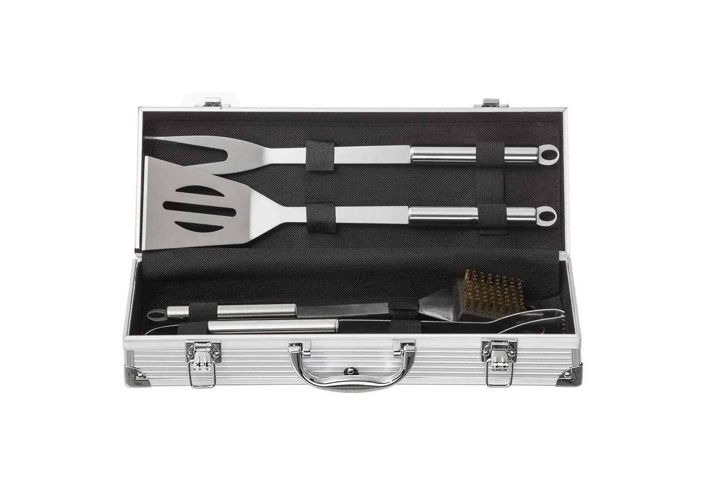 Goods+Gadgets Grillbesteck-Set 5-tlg. Edelstahl BBQ Satz mit Grillkoffer