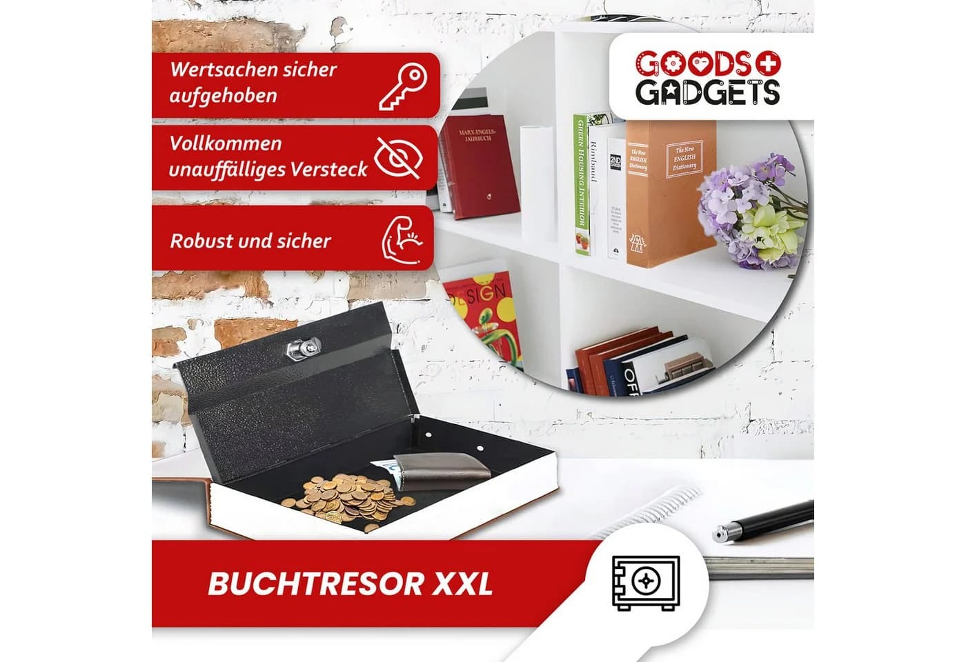 Goods+Gadgets Buchtresor XXL Abschließbar Metall - Bild 3