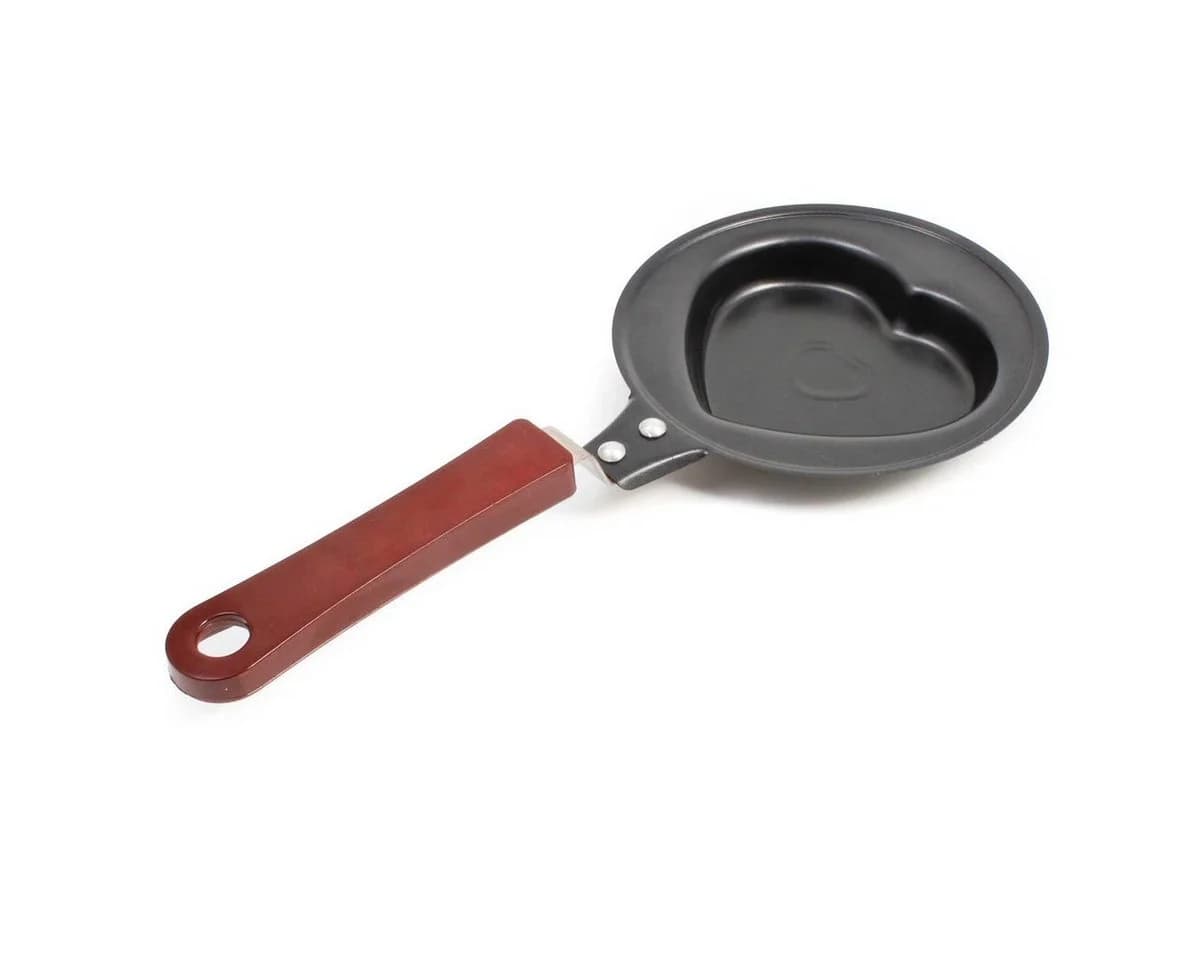 Goods+Gadgets Bratpfanne Herzform Edelstahl Mini mit Holzgriff