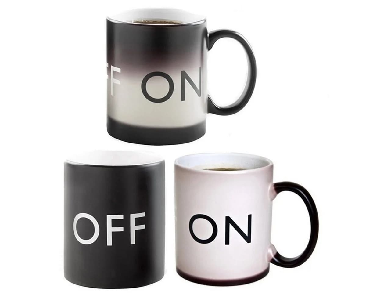 Goods+Gadgets Animierte Thermo Tasse Schwarz/Weiß Keramik