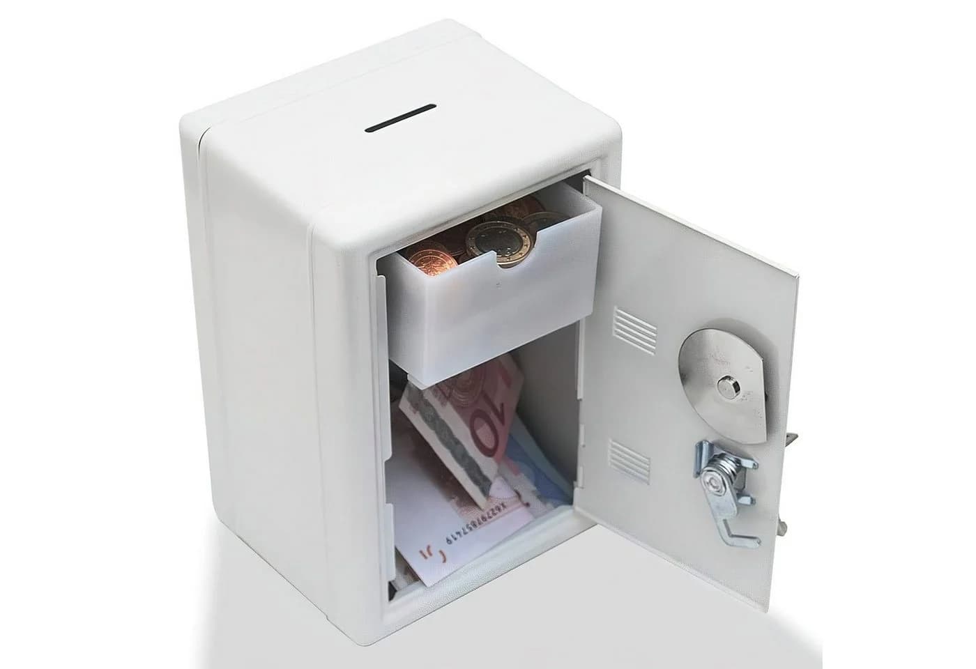 Goods+Gadgets Mini Tresor Safe mit Zahlenschloss – Silber Metall Geldkassette