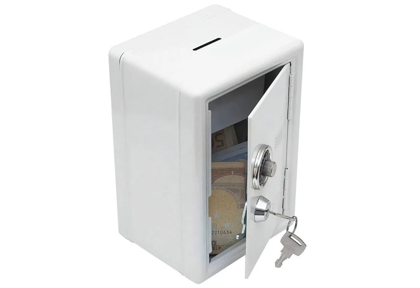 Goods+Gadgets Mini Tresor Safe mit Zahlenschloss – Silber Metall Geldkassette - Bild 2
