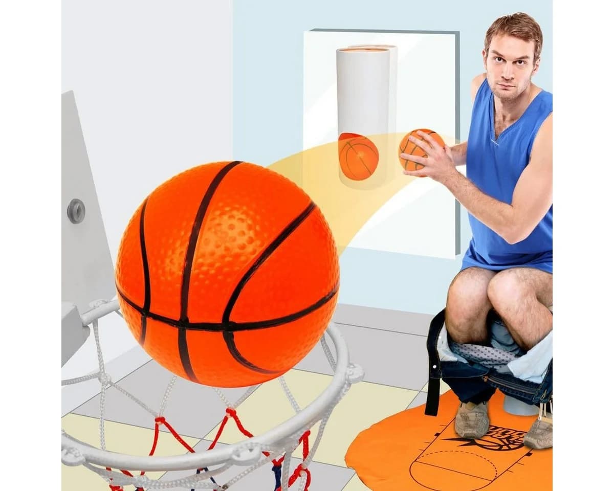 Goods+Gadgets Mini WC Basketball Set – Badezimmer Basketballkorb mit Saugnäpfen - Bild 2