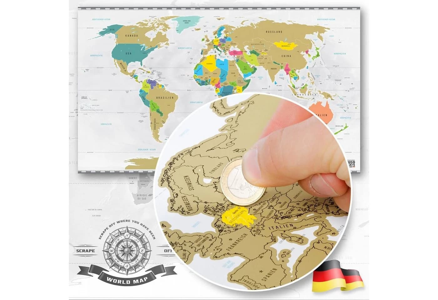 Goods+Gadgets Rubbel Weltkarte Poster – Interaktive Reise-Karte zum Freirubbeln - Bild 2