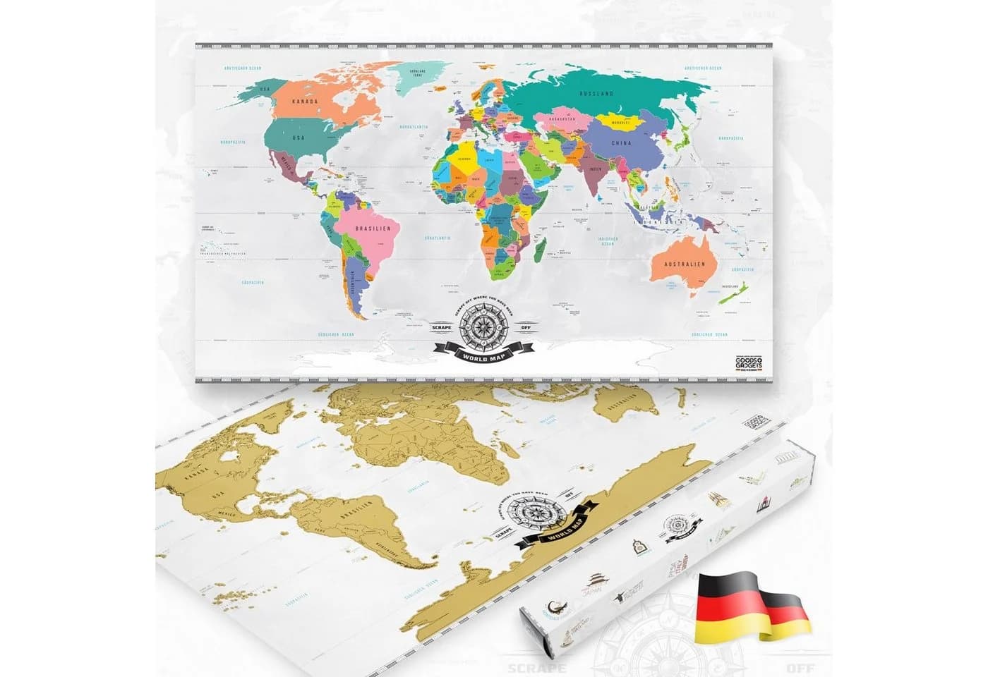 Goods+Gadgets Rubbel Weltkarte Poster – Interaktive Reise-Karte zum Freirubbeln - Bild 4
