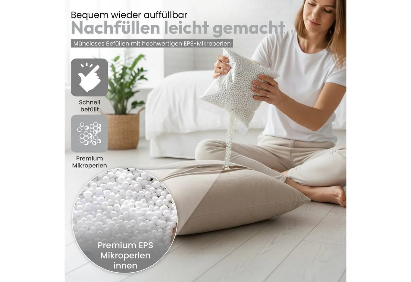 Smoothy EPS-Perlen Nachfüllmaterial Sitzsack 10-430L Weiß - Bild 5
