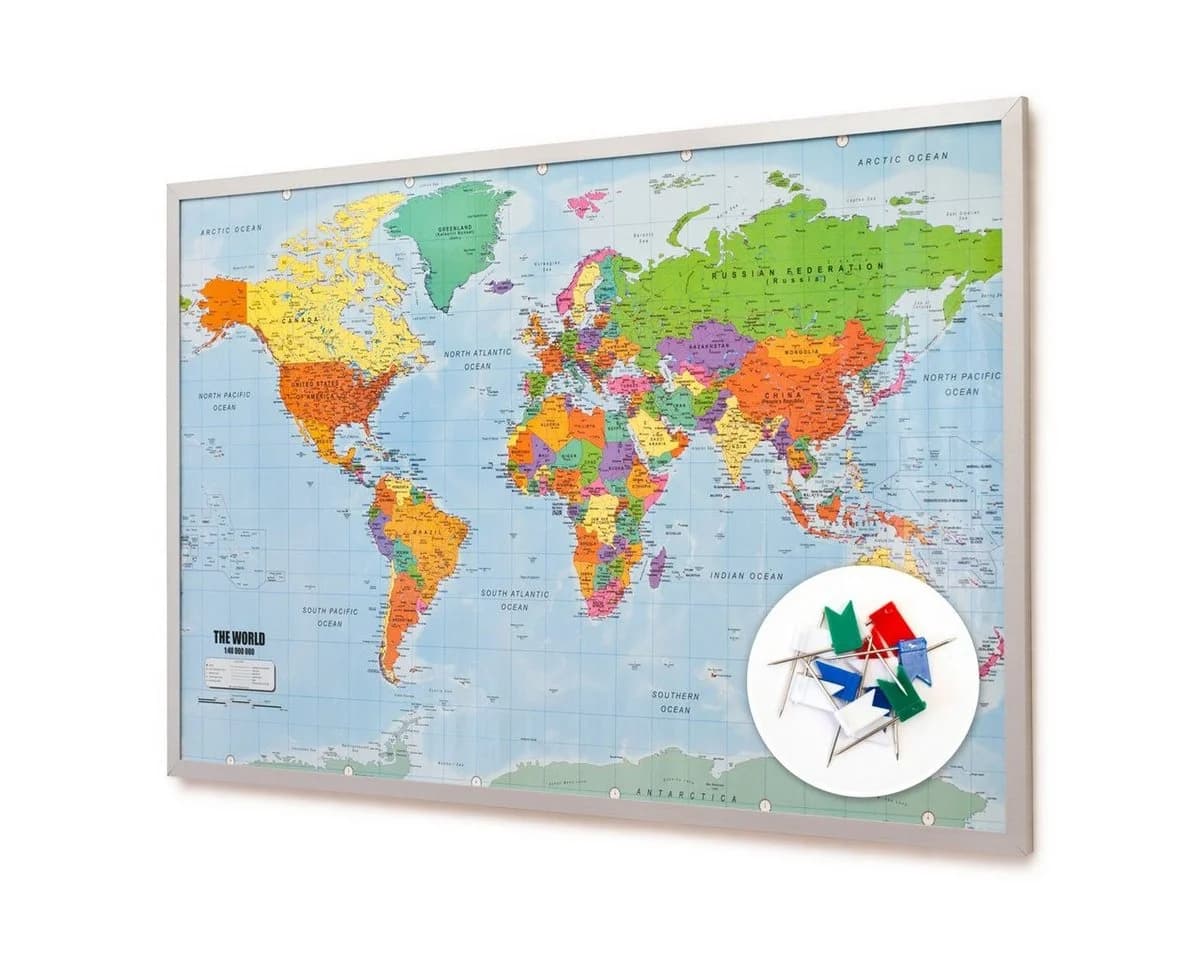 Goods+Gadgets Kork-Weltkarte XXXL Pinnwand Reise-Tracker Wanddeko - Bild 4