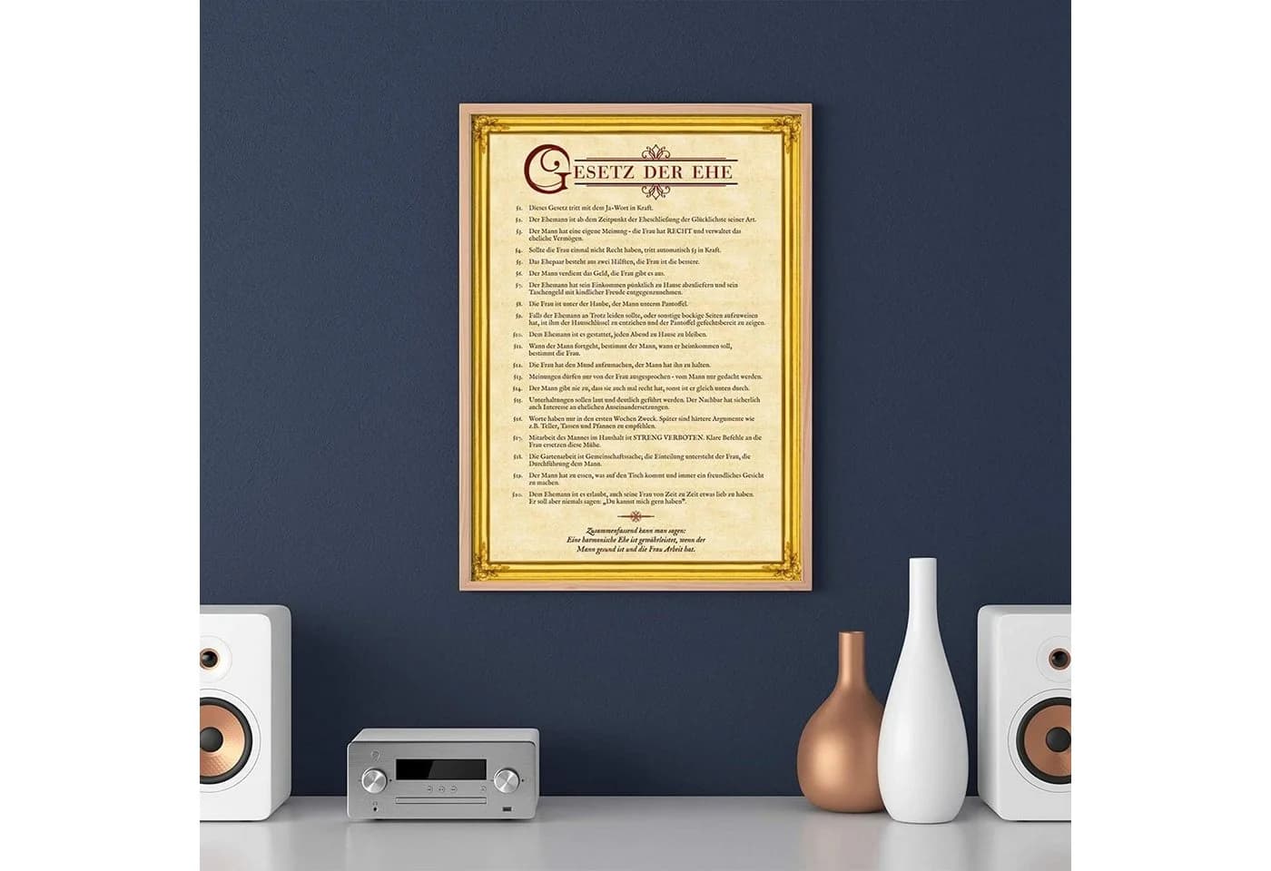 Goods+Gadgets Lustiges Ehegesetz Poster XXL Vintage