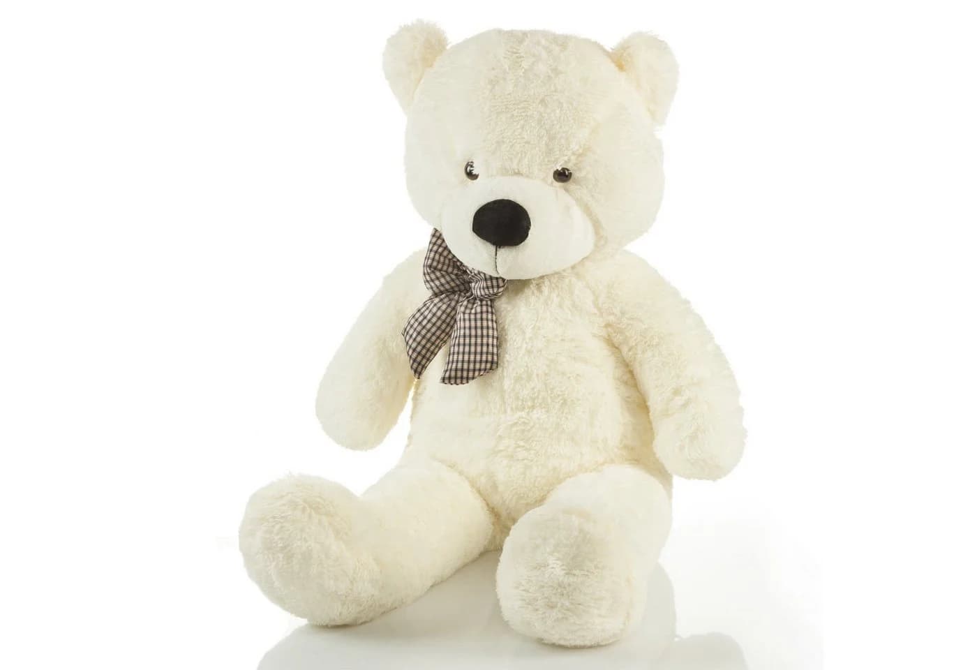 Feluna XXL Kuschelbär 120 cm Weiß Weicher Plüsch Teddy mit Schleife - Bild 2