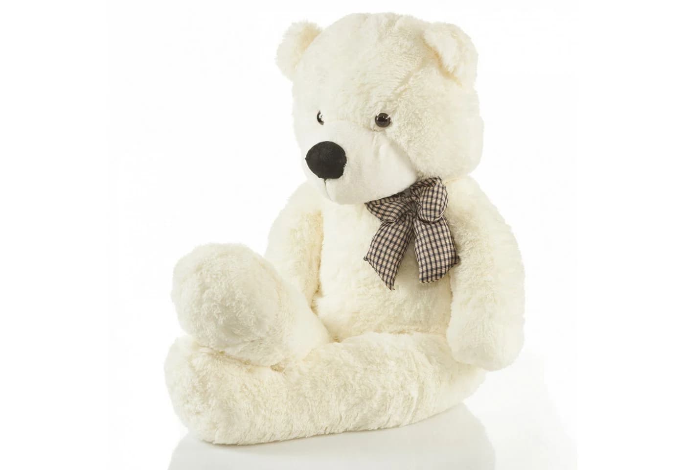 Feluna XXL Kuschelbär 120 cm Weiß Weicher Plüsch Teddy mit Schleife - Bild 4