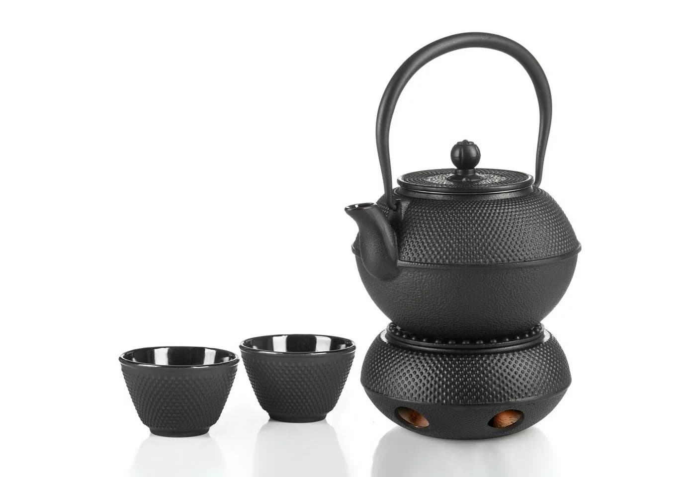 Dimono Teekanne Gusseisen 1300ml mit Teebecher & Wärmer Schwarz - Bild 5