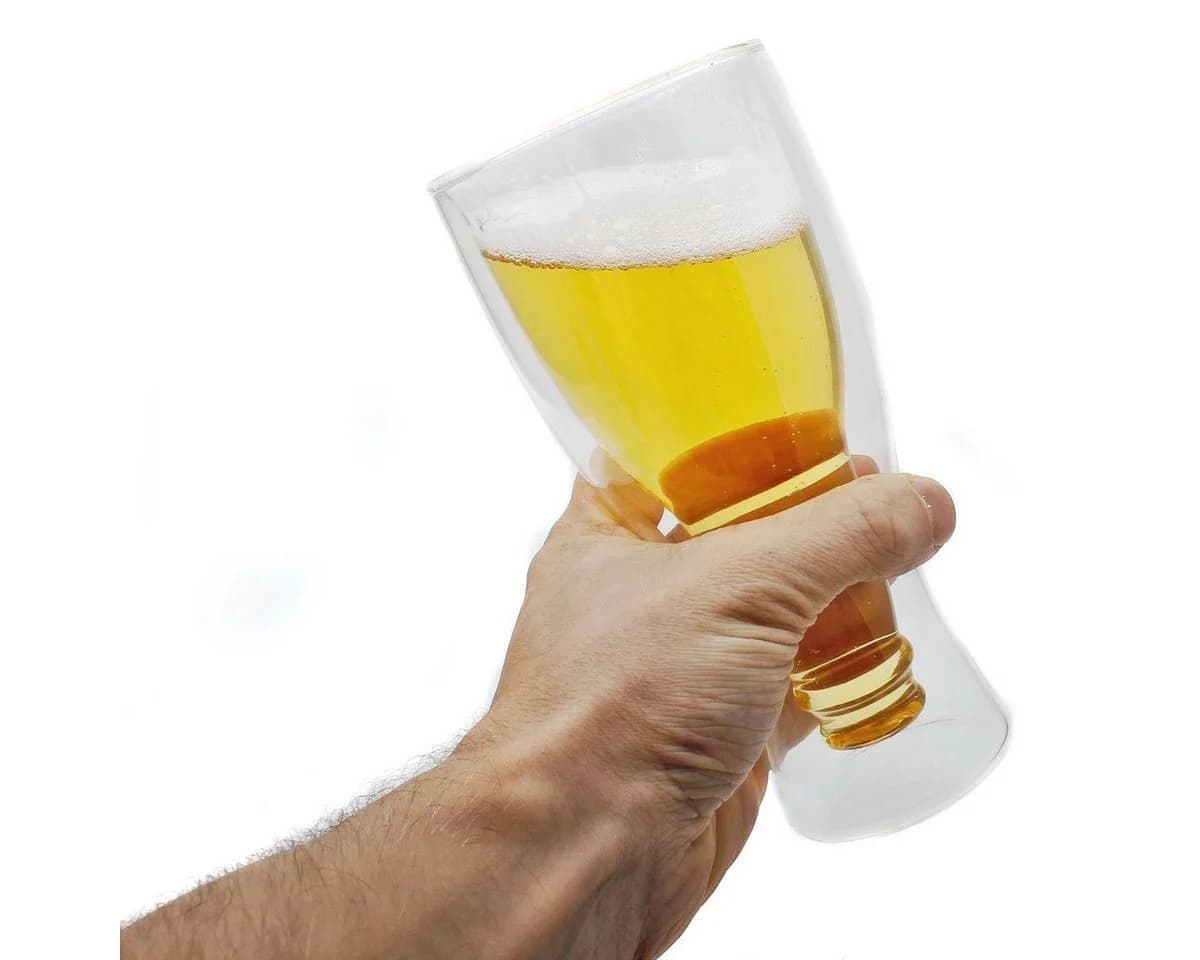 Dimono Doppelwandiges Bierglas 330ml Invertiertes Design Borosilikatglas - Bild 3
