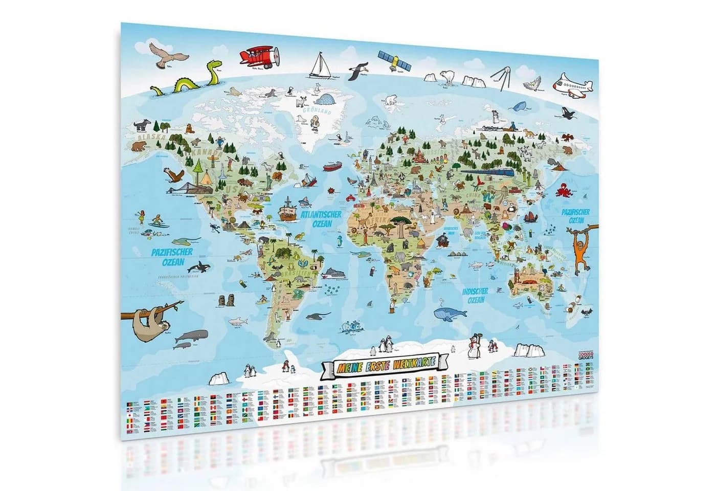 Goods+Gadgets XXL Kinder Weltkarte Handgezeichnet Bunt Poster - Bild 2