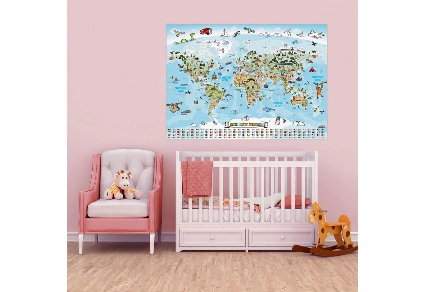 Goods+Gadgets XXL Kinder Weltkarte Handgezeichnet Bunt Poster - Bild 4