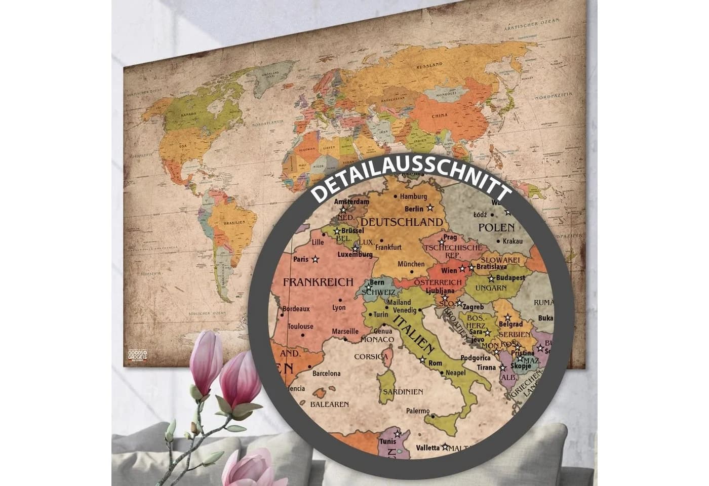 Goods+Gadgets Vintage Weltkarte Poster 140x100 cm Antik