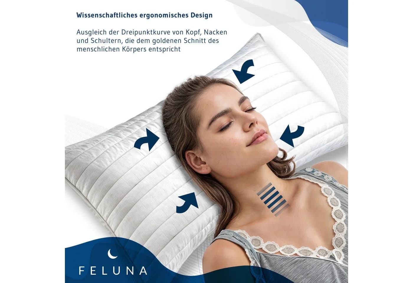 Feluna Kopfkissen 100% Kamelhaarflaum Ergonomisch Atmungsaktiv - Bild 3