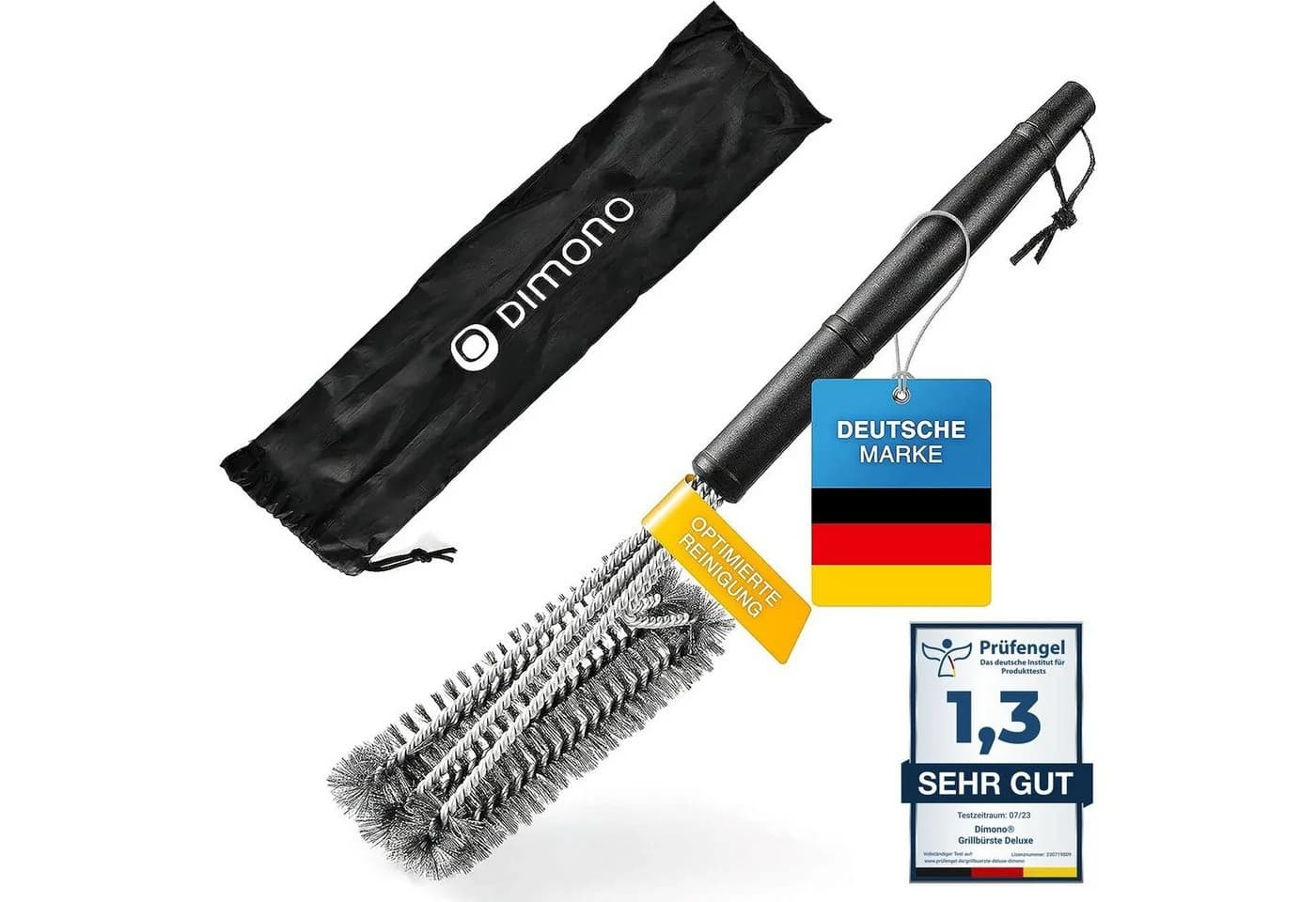 Dimono Grillbürste 360° Edelstahl BBQ Reinigungsbürste mit Schaberkante