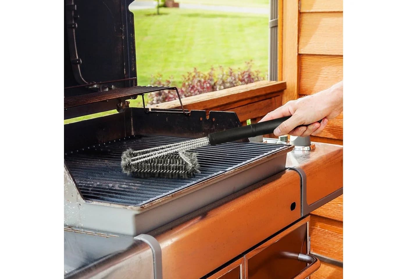 Dimono Grillbürste 360° Edelstahl BBQ Reinigungsbürste mit Schaberkante - Bild 5