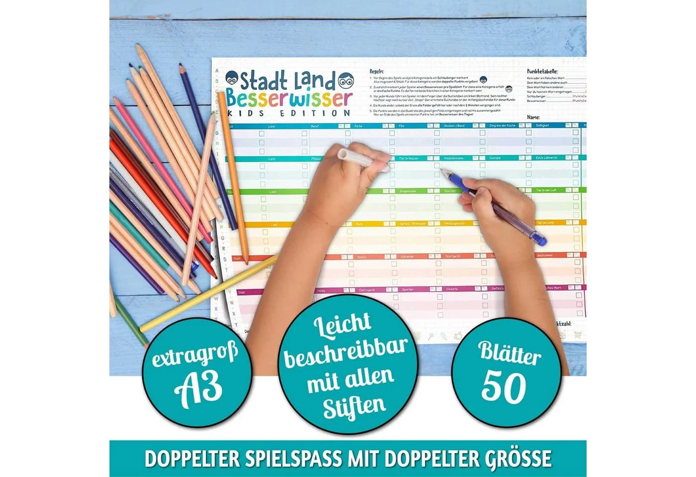 Goods+Gadgets Stadt Land Besserwisser Kids XXL Quizblock - Bild 5