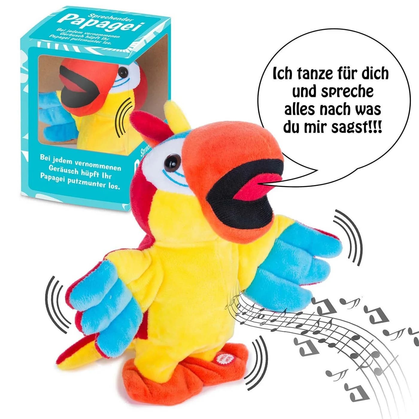 all Kids United Kuscheltier Tanzender & Sprechender Papagei Bunt Plüsch - Bild 2