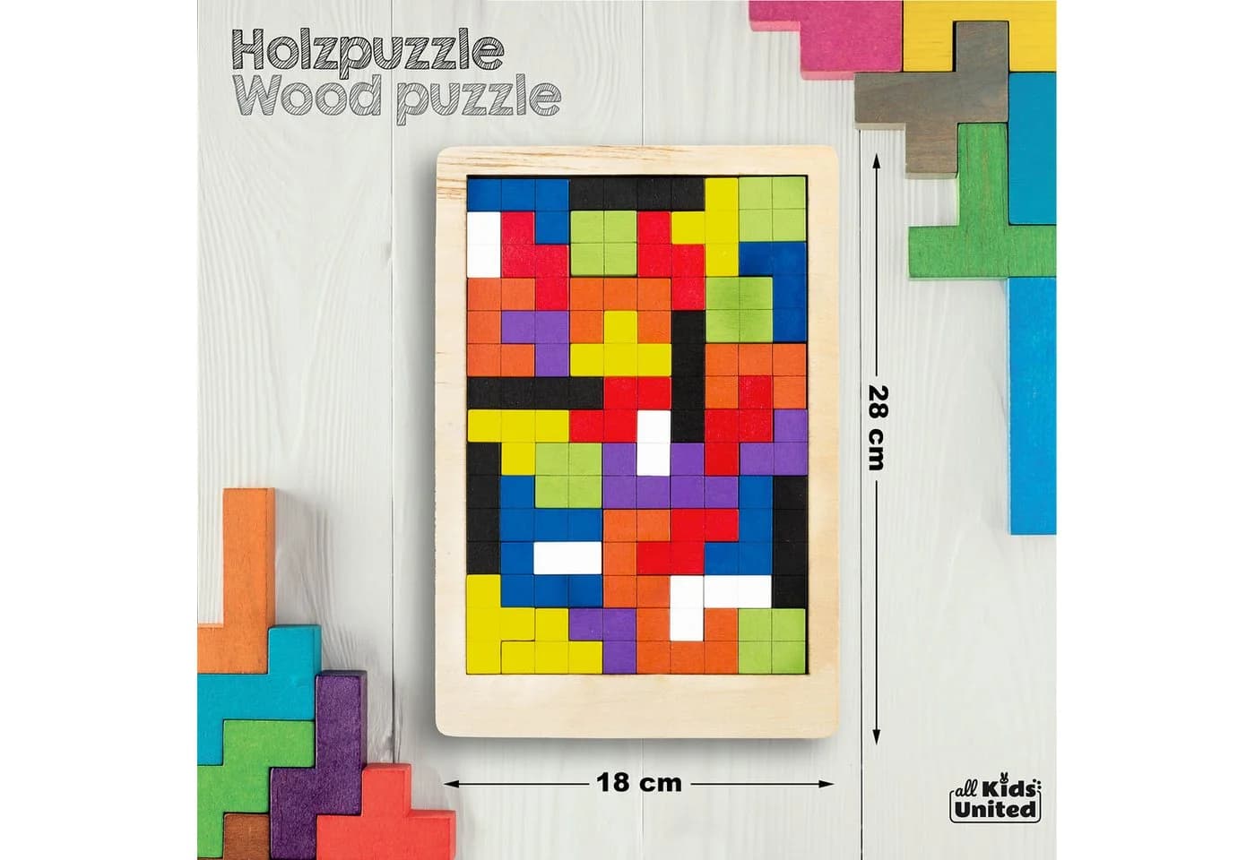 all Kids United Steckpuzzle 3D Tetris Holz-Puzzle 40 Teile Bunt - Bild 4