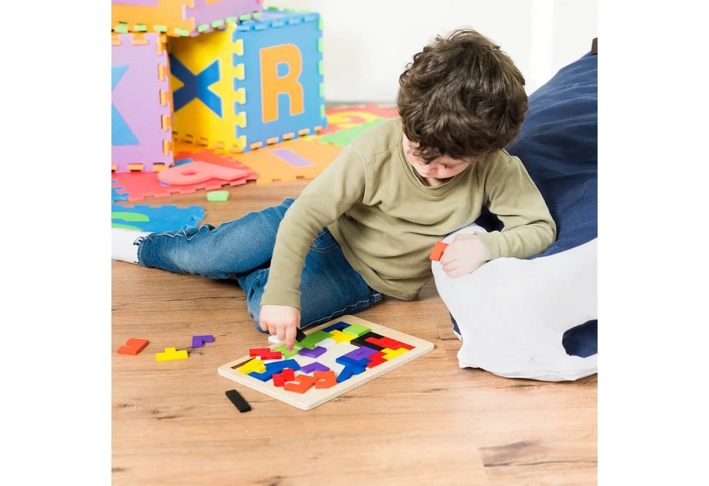 all Kids United Steckpuzzle 3D Tetris Holz-Puzzle 40 Teile Bunt - Bild 5