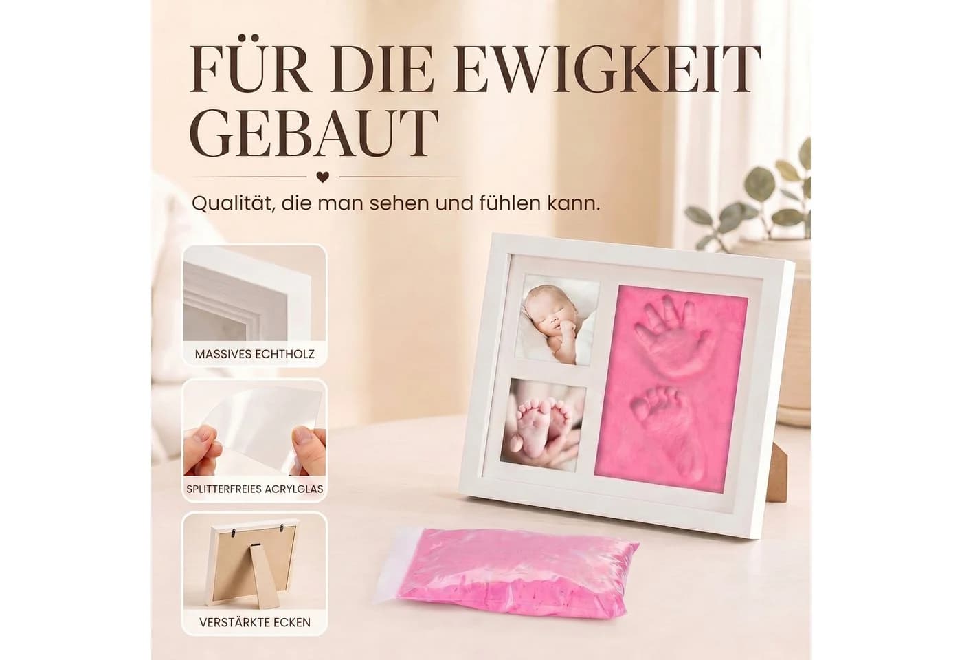 all Kids United Baby-Abdruckrahmen Set – Hand- & Fußabdruck mit Holzrahmen - Bild 3