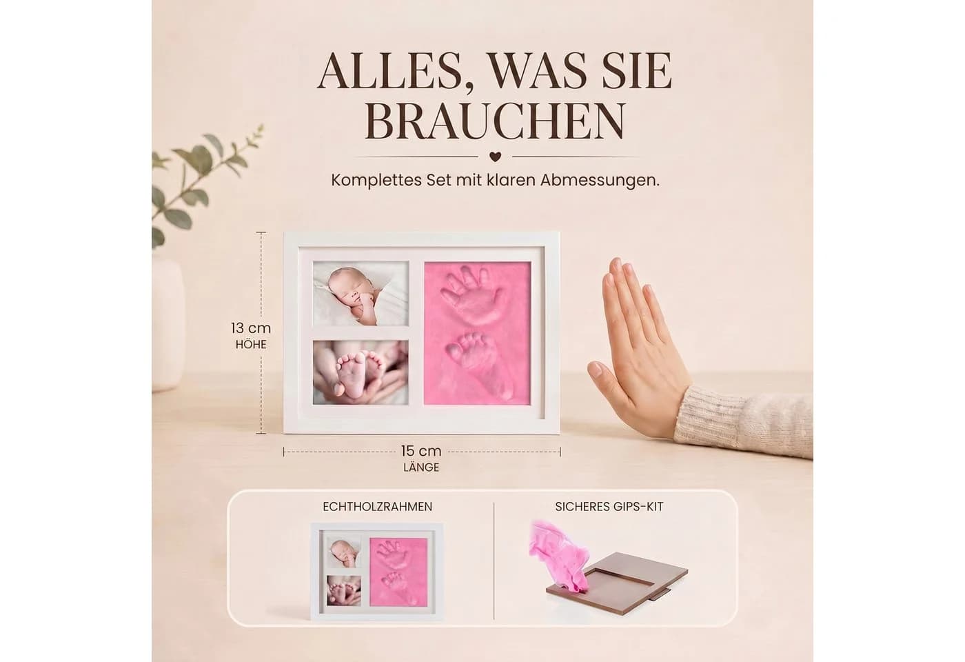 all Kids United Baby-Abdruckrahmen Set – Hand- & Fußabdruck mit Holzrahmen - Bild 5