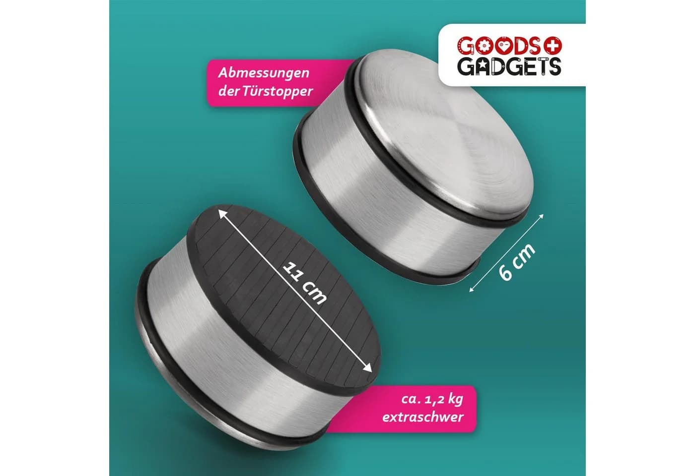 Goods+Gadgets Türstopper DIMONO Edelstahl 4er Set Silber - Bild 4