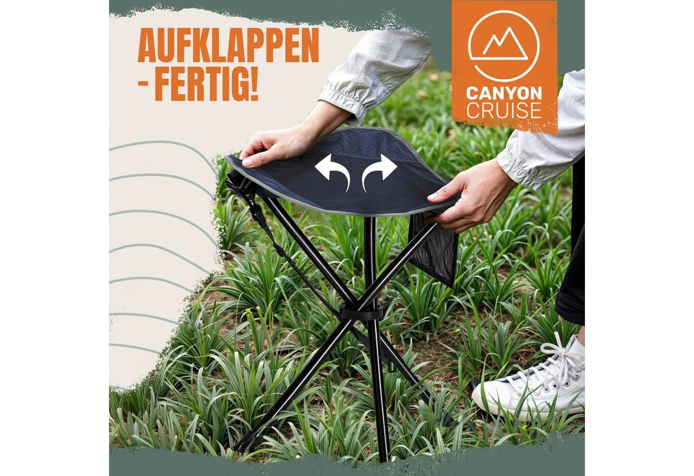 Canyon Cruise Tragbarer Campinghocker Faltbar Dreibein-Stuhl