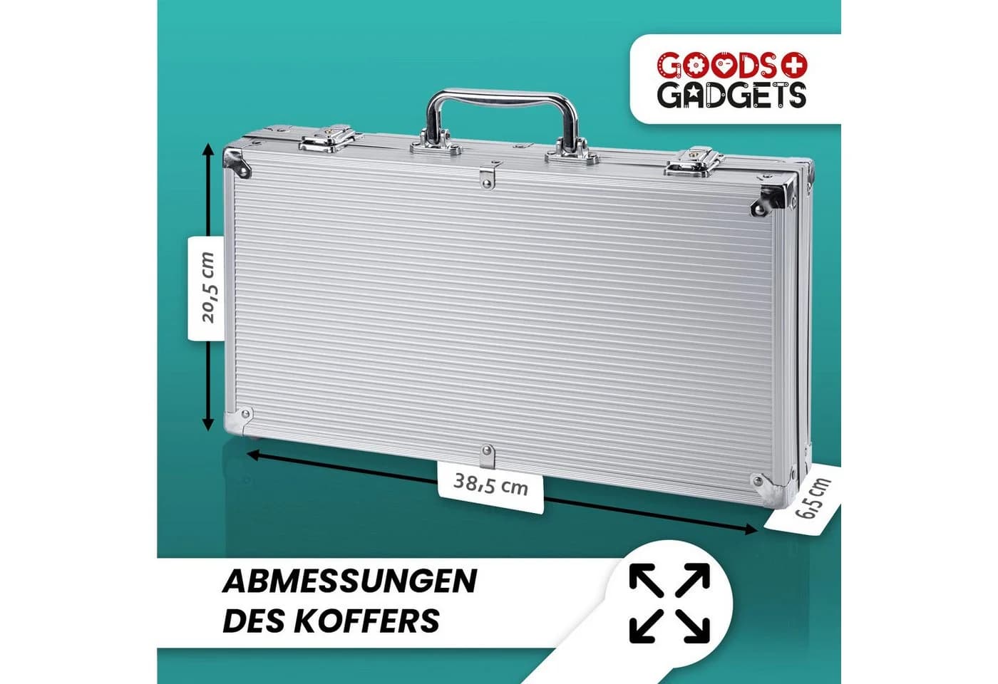 Goods+Gadgets Profi Poker Set – Pokerkoffer mit 300–500 Chips Zuhause - Bild 5