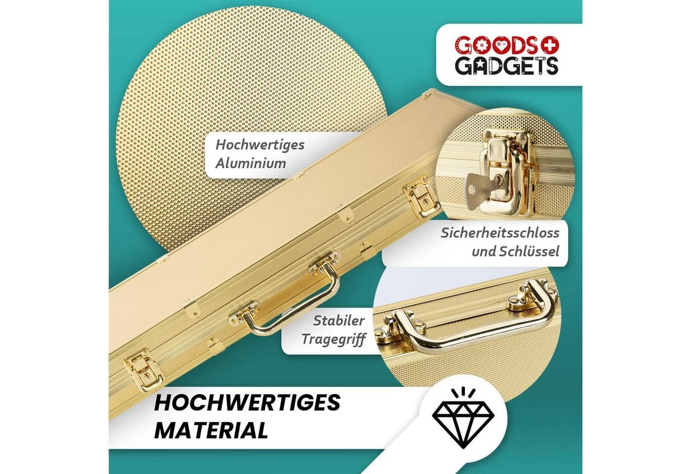 Goods+Gadgets Profi Poker Set mit 300-500 Chips und Koffer Gold - Bild 3