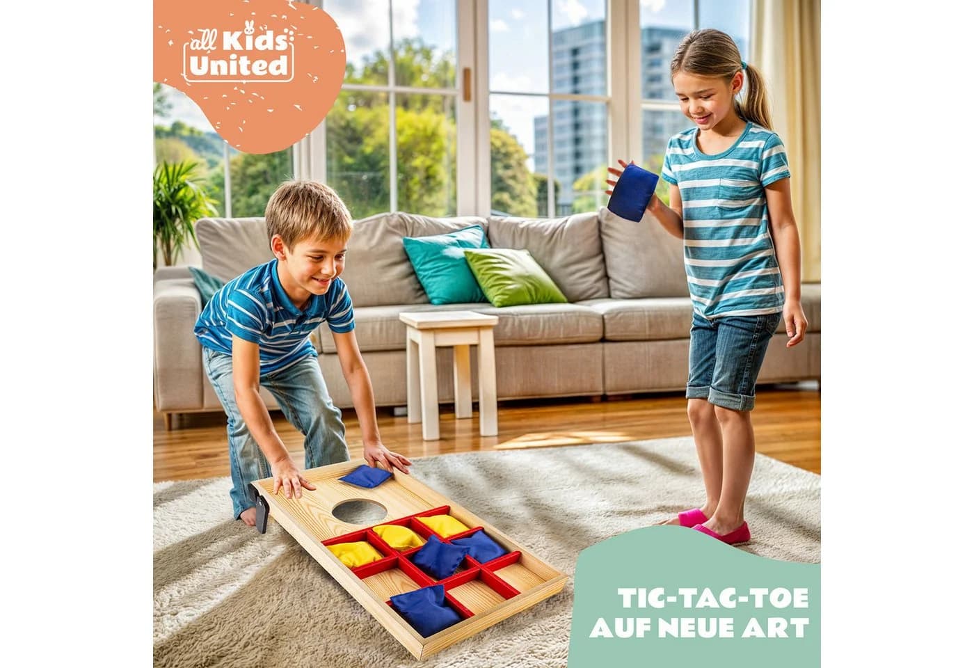 all Kids United Mini Cornhole Spiel Bunt - Tragbares Wurfspiel Set für Kinder - Bild 5