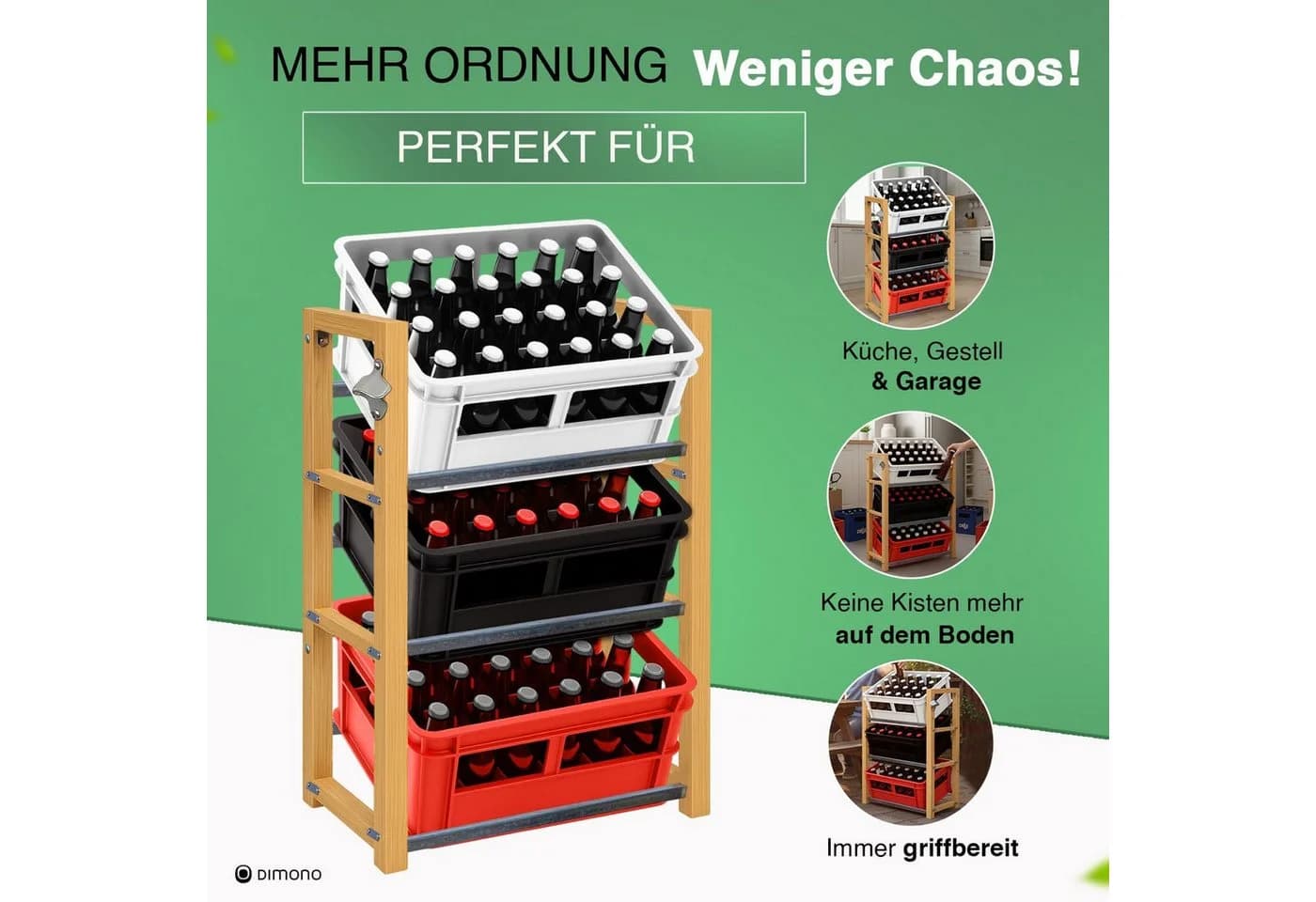 Dimono Bambus Getränkekisten Regal für 2/3/6 Kisten - Bild 3