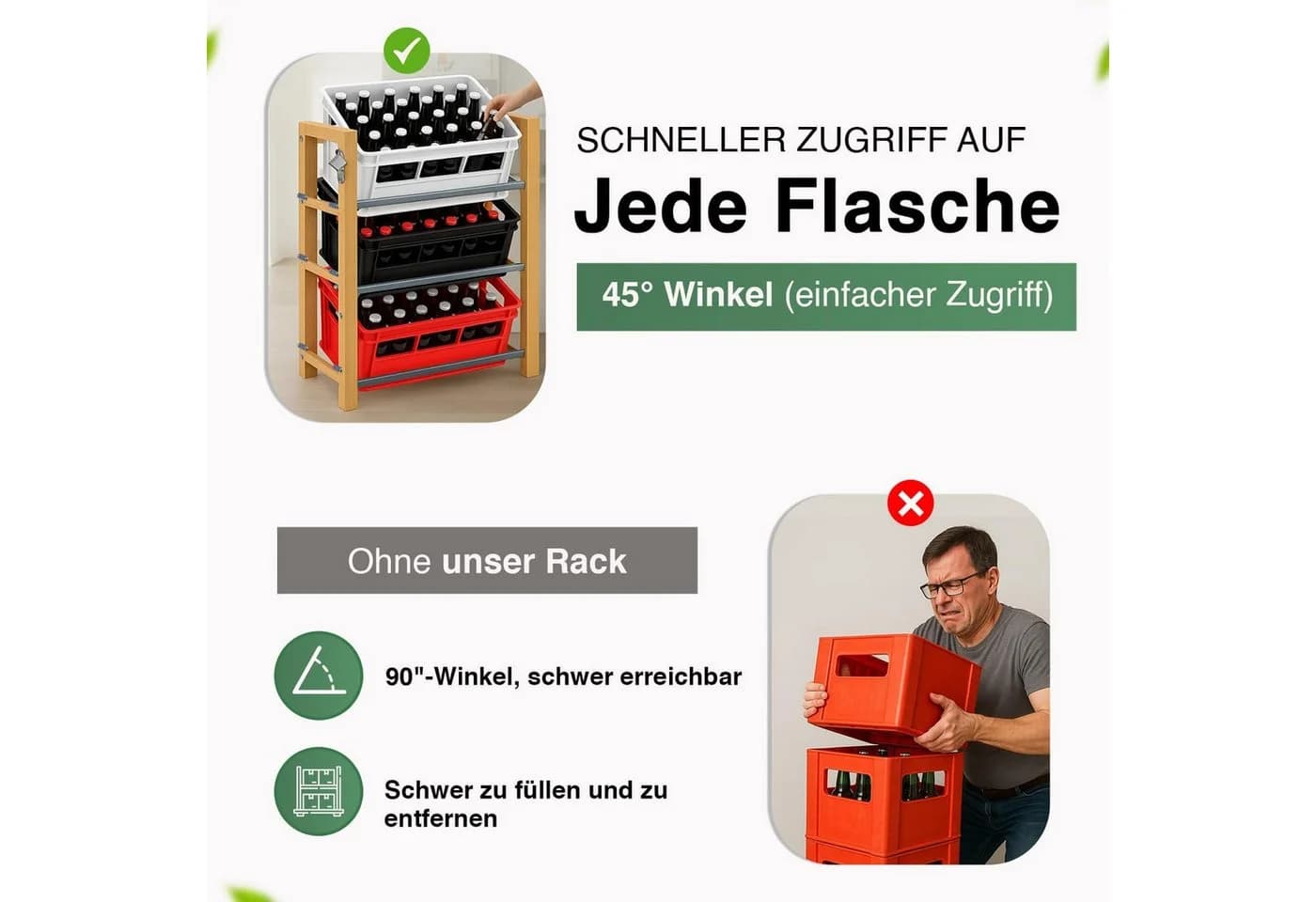 Dimono Bambus Getränkekisten Regal für 2/3/6 Kisten - Bild 4