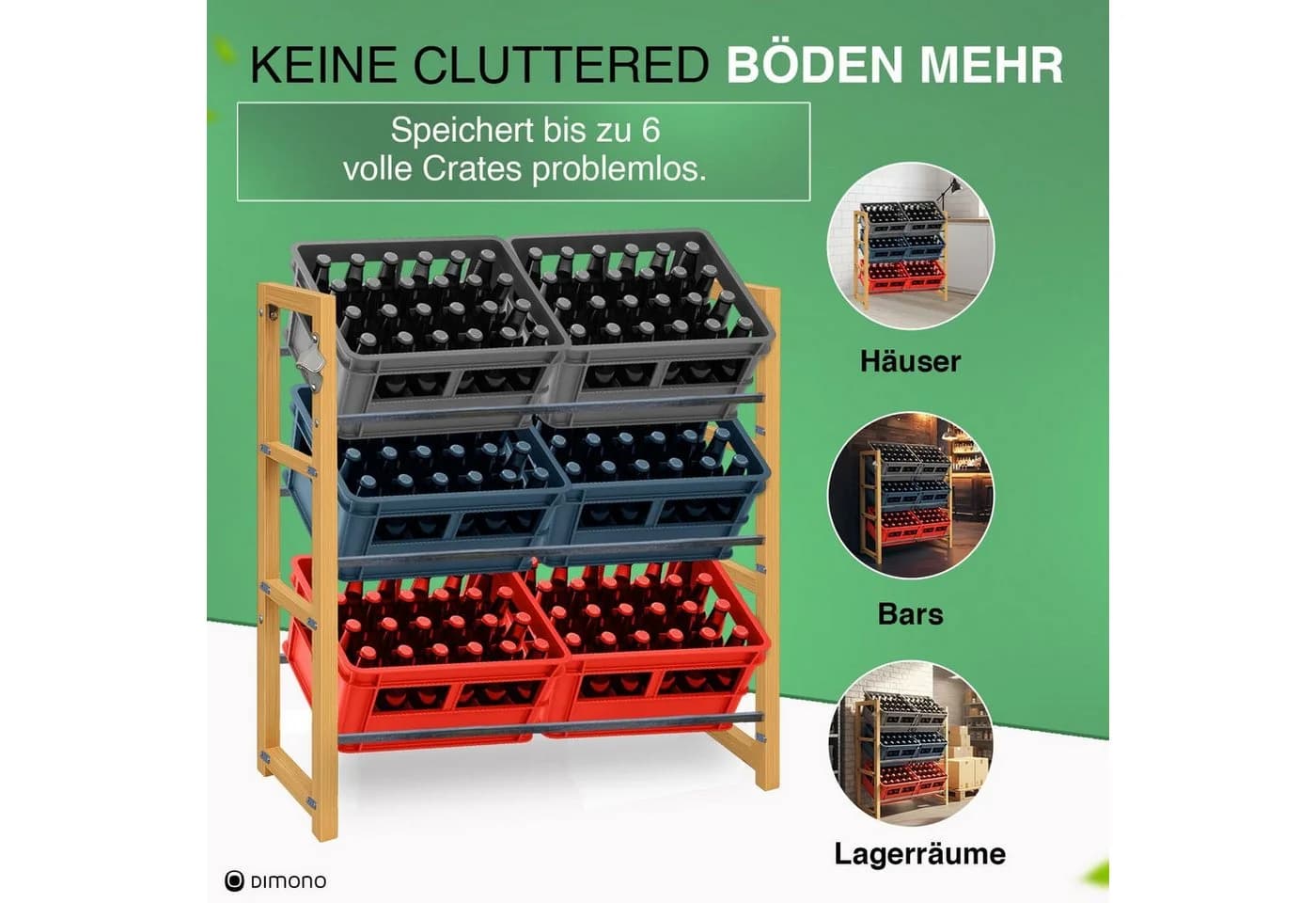 Dimono Bambus Getränkekistenregal für 2/3/6 Kisten - Bild 3