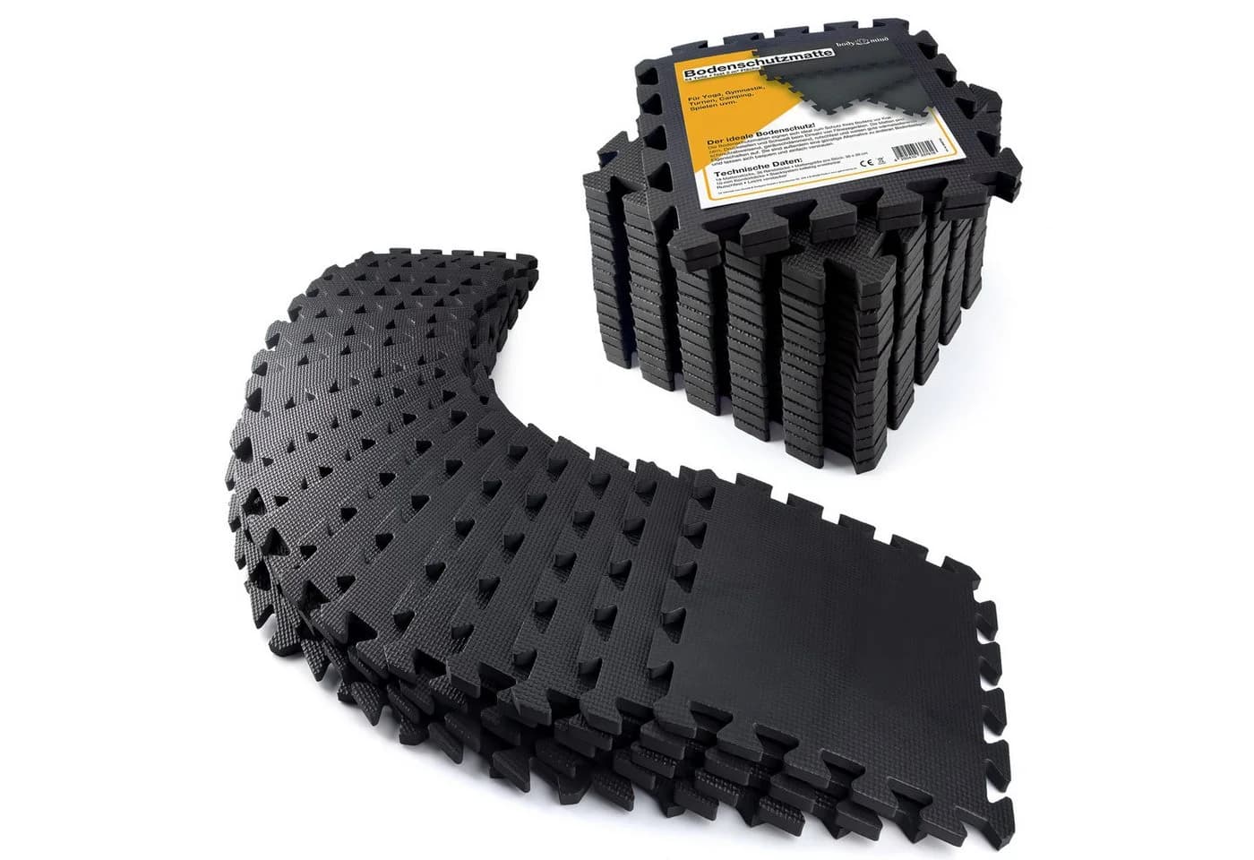 Body & Mind Bodenschutzmatte XXL 54-teilig Schwarz EVA-Schaum - Bild 2