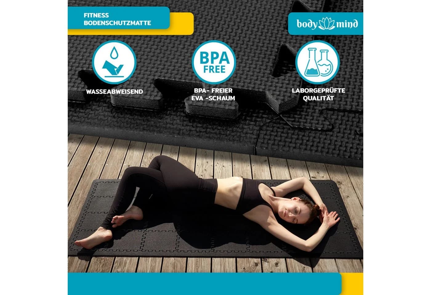 Body & Mind Bodenschutzmatte XXL 54-teilig Schwarz EVA-Schaum - Bild 4
