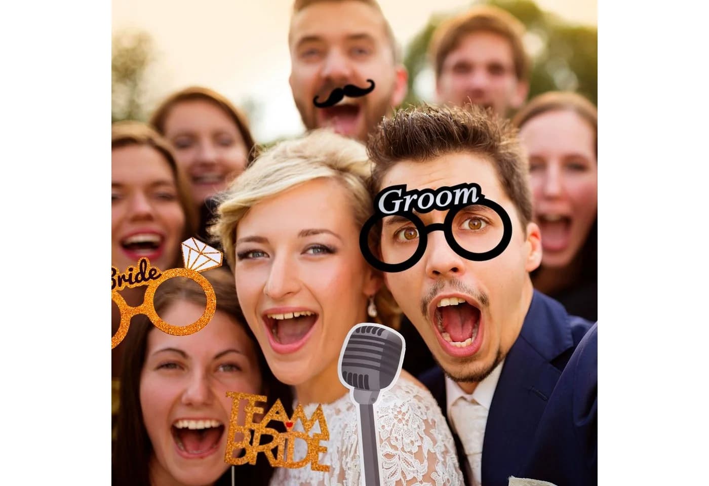 Goods+Gadgets Papier-Foto-Requisiten Set Hochzeit Selfie Sticks - Bild 3
