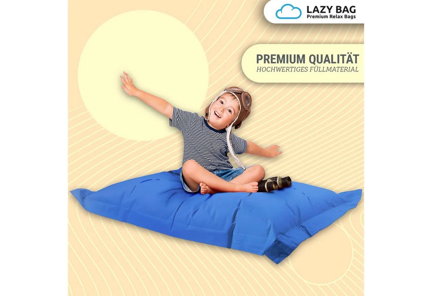 LazyBag Sitzsack XL 250 Liter Wasserfest Indoor Outdoor Blau