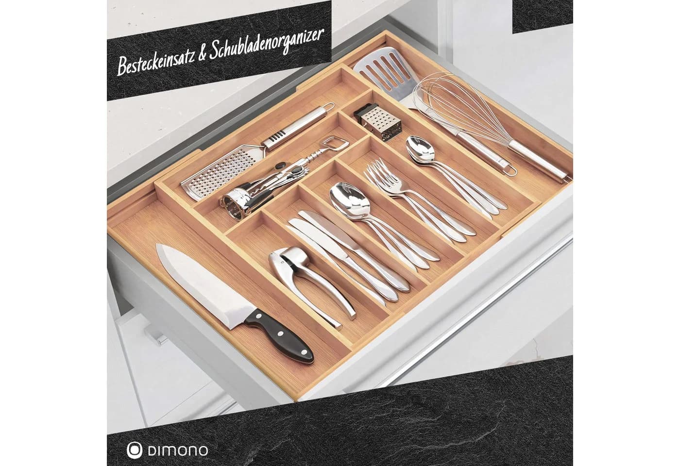 Dimono Flexibler Besteckeinsatz – Ausziehbarer Schubladen-Organizer